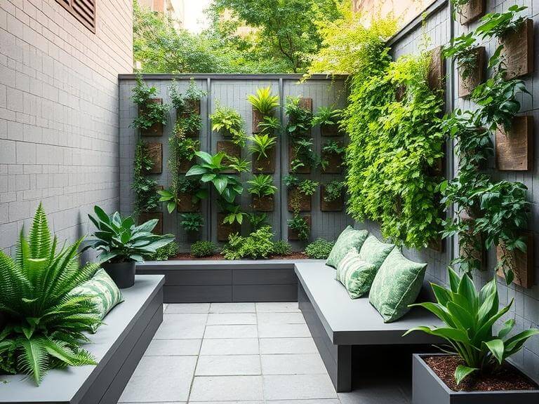 Modern Urban Courtyard with Vertical Garden