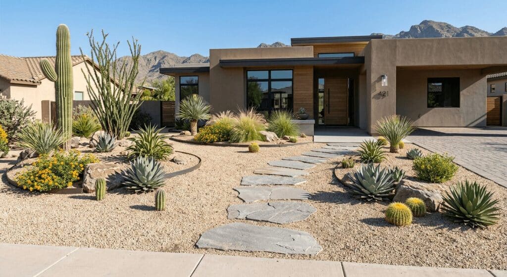 Desert Landscape Design: Modern Gravel Desert Yard