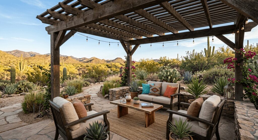 Desert Landscape Design: Pergola Desert Patio