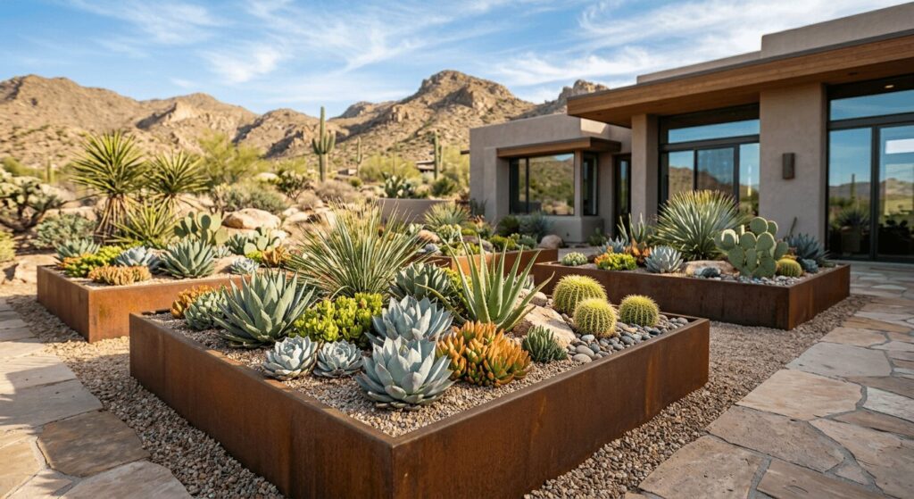 Desert Landscape Design: Raised Planter Desert Design