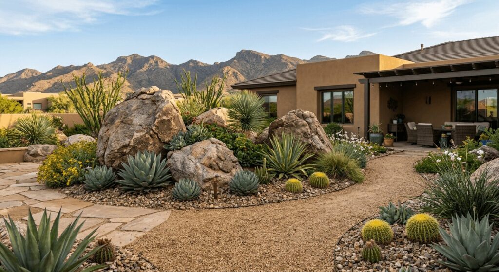 Desert Landscape Design: Rock Feature Desert Landscape