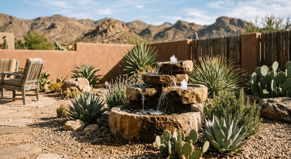 Desert Landscape Design: Small Desert Fountain